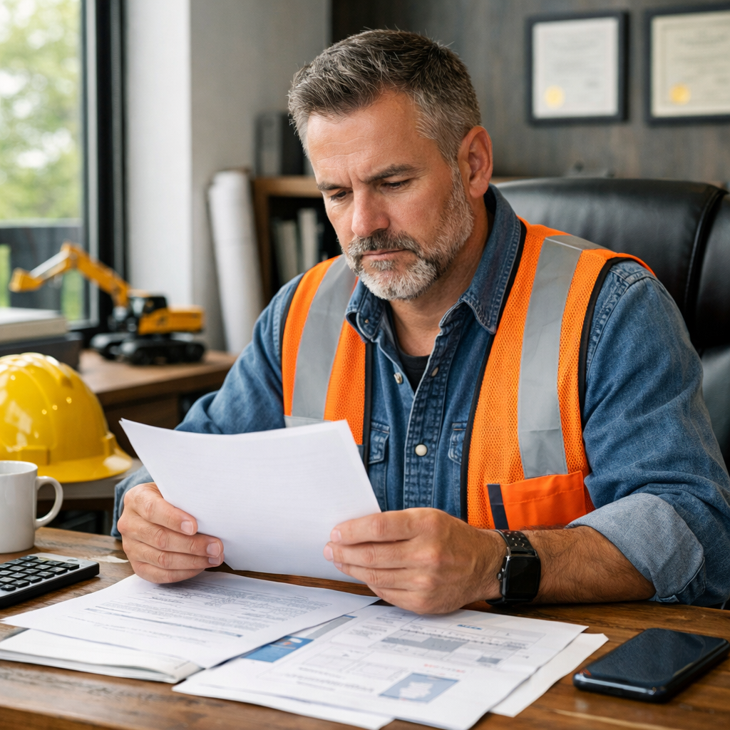 Contractor reviewing a white paper